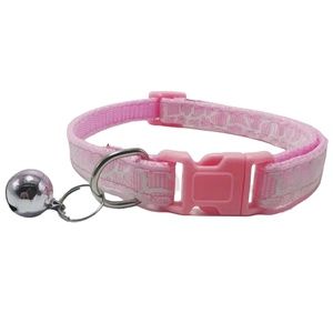 PINK Giraffe Print Kitty Cat Puppy Dog Breakaway Collar W/ Bell Adjustable NEW